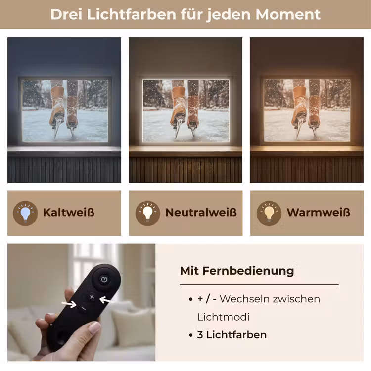Schaatsen - IJs - Winter - Sneeuw Light Box met batterij (Wandlamp) middel -USP_lichtkleurDE