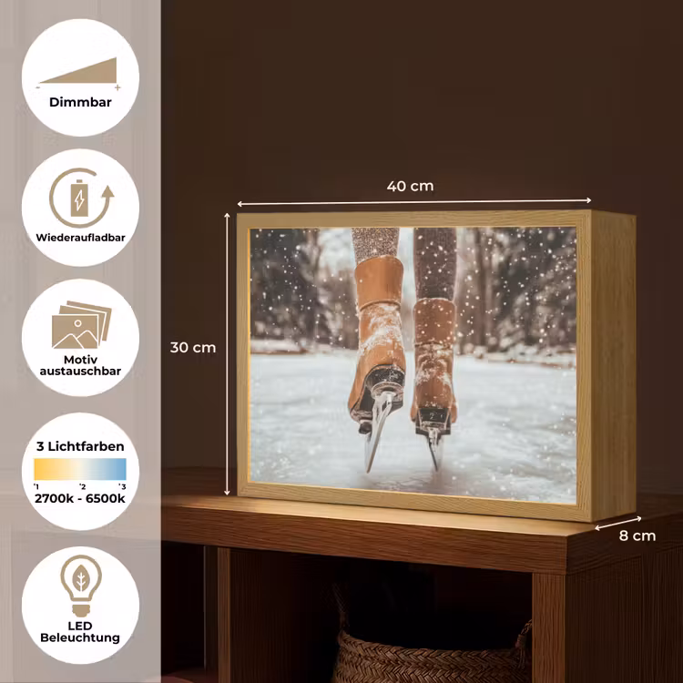 Schaatsen - IJs - Winter - Sneeuw Light Box met batterij (Wandlamp) middel -USP_websiteoverzichtDE