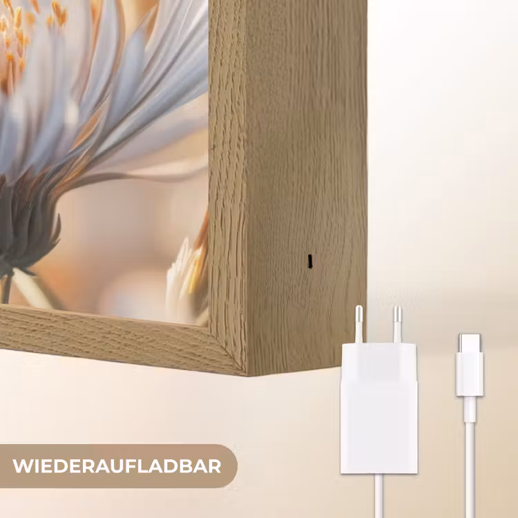 Vlinder - Bloem - Oranje Light Box met batterij (Wandlamp) middel -USP_websiteoplaadbaarDE