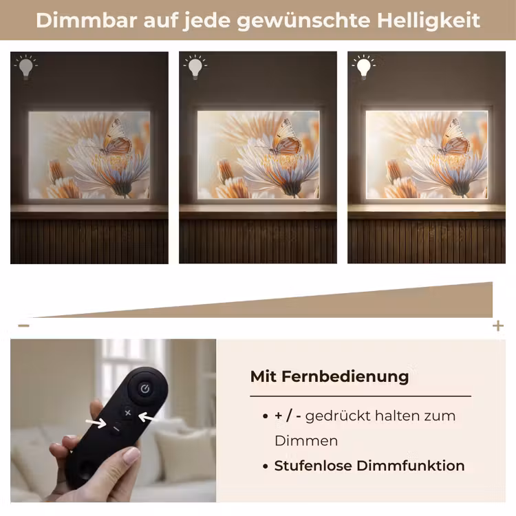 Vlinder - Bloem - Oranje Light Box met batterij (Wandlamp) middel -USP_dimbaarDE