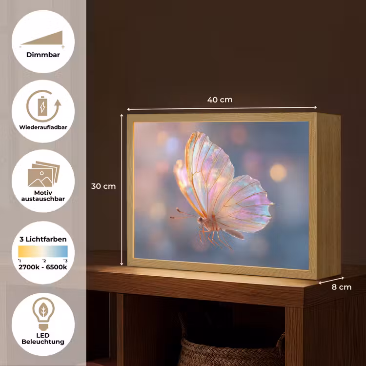 Vlinder - Vleugels - Pastel - Glinstering Light Box met batterij (Wandlamp) middel -USP_websiteoverzichtDE