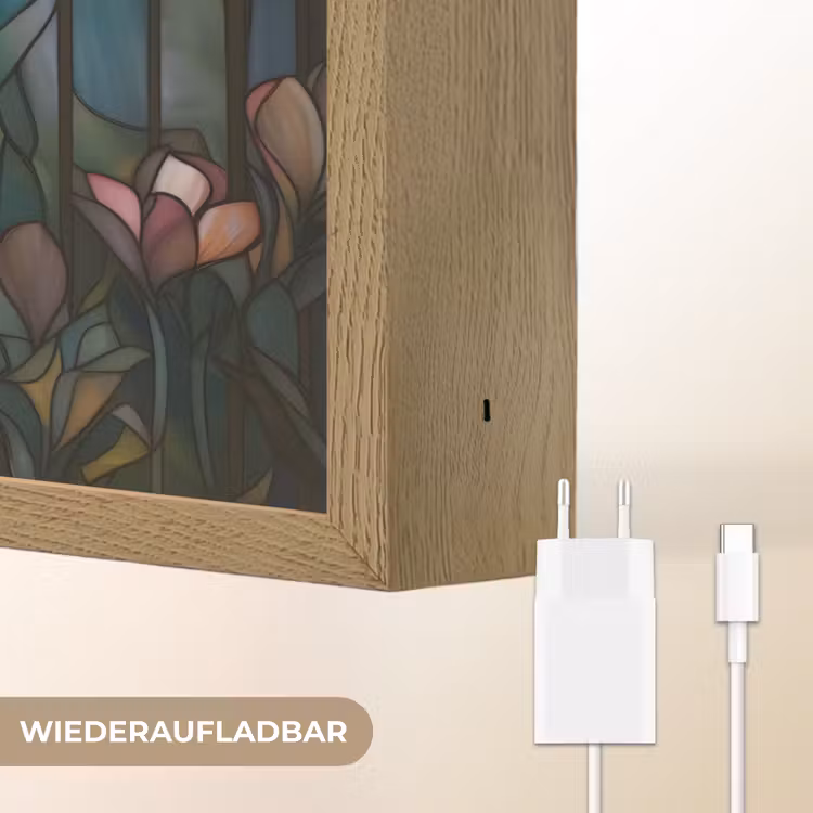 Vlinder - Roze - Bloemen - Bladeren Light Box met batterij (Wandlamp) middel -USP_websiteoplaadbaarDE