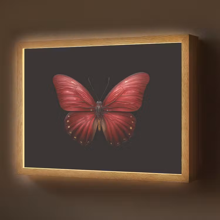 Vlinder - Rood - Minimalistisch Light Box met batterij (Wandlamp) middel -z3d_website