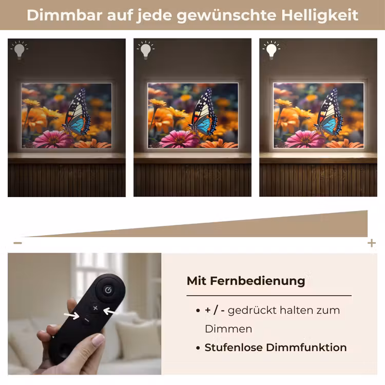 Vlinder - Dier - Kleurrijk - Bloemen - Natuur Light Box met batterij (Wandlamp) middel -USP_dimbaarDE
