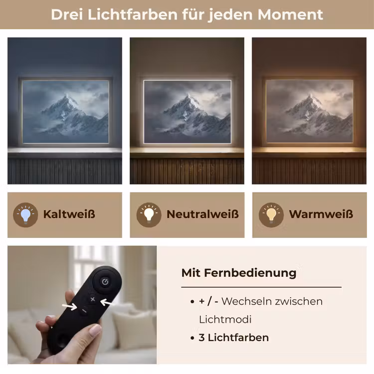Sneeuw - Berg - Wolken Light Box met batterij (Wandlamp) middel -USP_lichtkleurDE