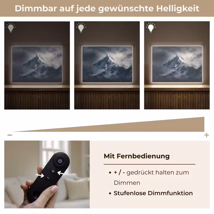Sneeuw - Berg - Wolken Light Box met batterij (Wandlamp) middel -USP_dimbaarDE