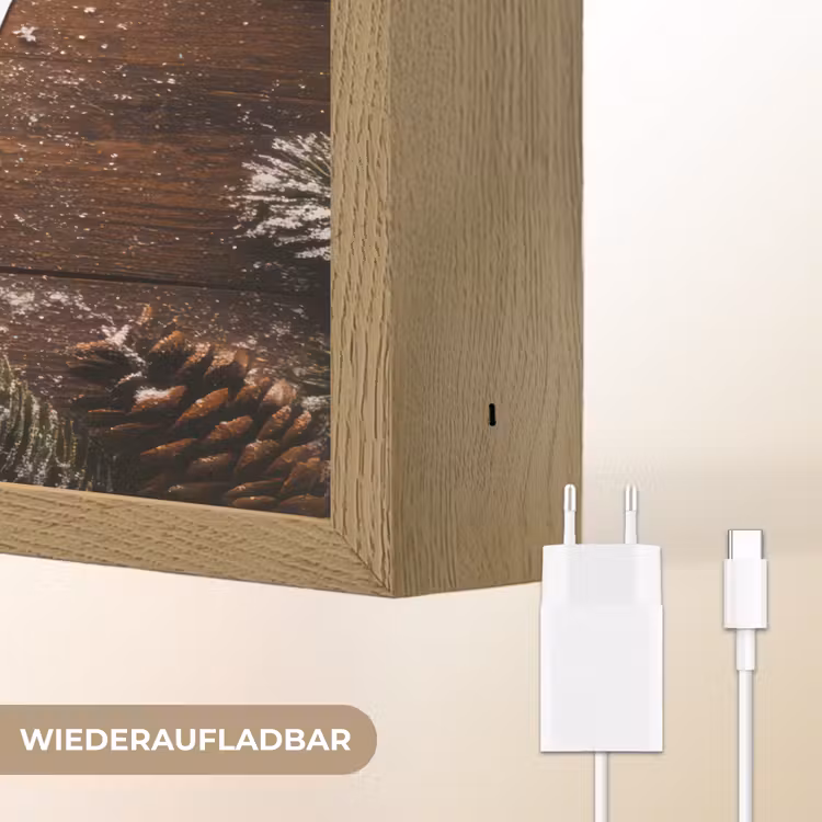 Sneeuw - Houtlook - Quote - Let it snow Light Box met batterij (Wandlamp) middel -USP_websiteoplaadbaarDE