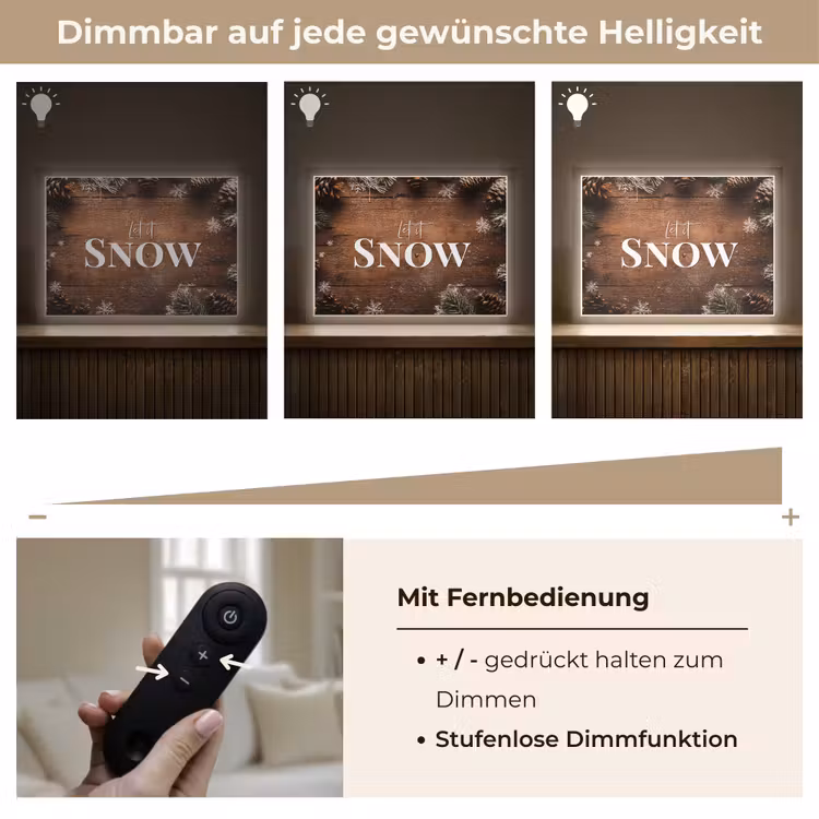 Sneeuw - Houtlook - Quote - Let it snow Light Box met batterij (Wandlamp) middel -USP_dimbaarDE