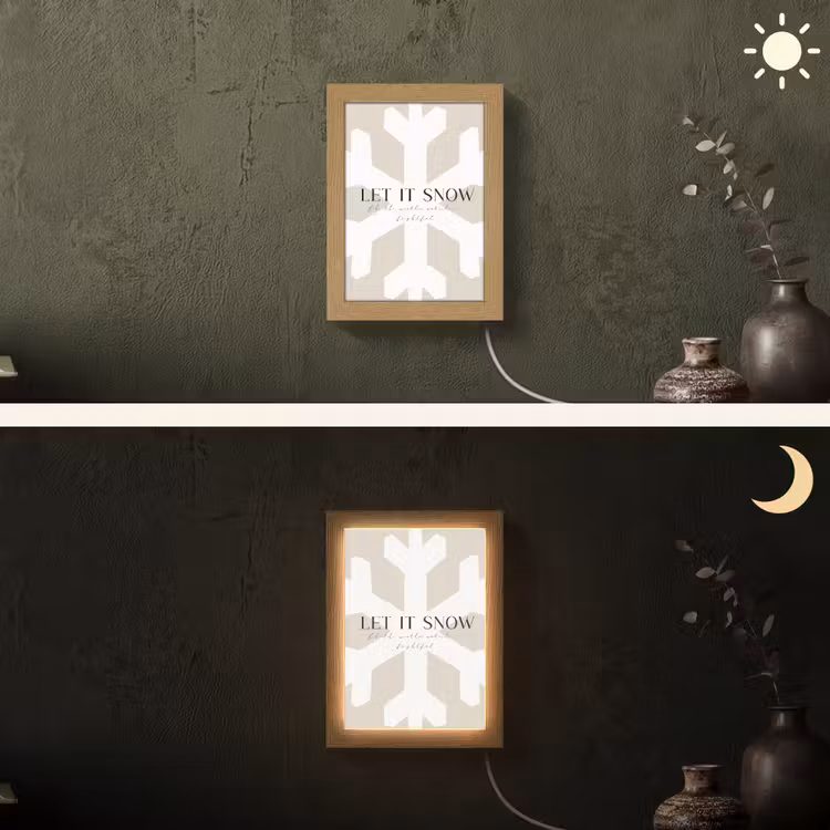 Sneeuw - Japandi - Winter - Decoratie Light Box met kabel (Wandlamp) klein -sfeer3