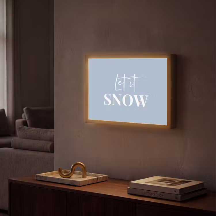 Sneeuw - Winter - Blauw - Let it snow Light Box met batterij (Wandlamp) middel -sfeer1