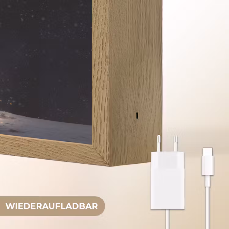 Sneeuwboom - Lichtjes - Wit - Kleurrijk Light Box met batterij (Wandlamp) middel -USP_websiteoplaadbaarDE