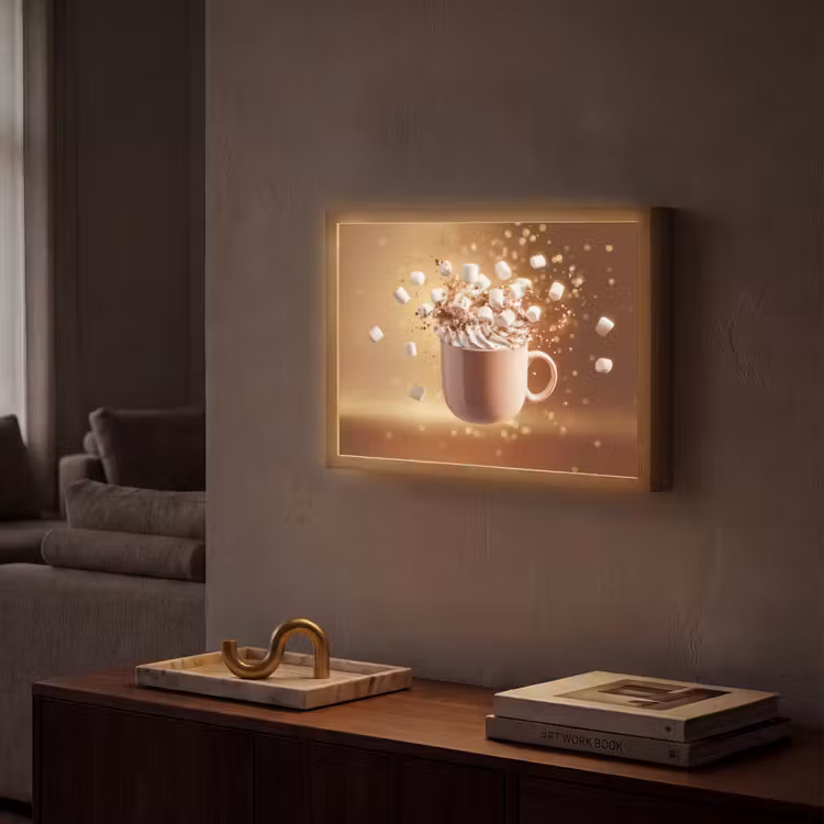 Chocomelk - Drinken - Warm - Bruin Light Box met batterij (Wandlamp) middel -sfeer1