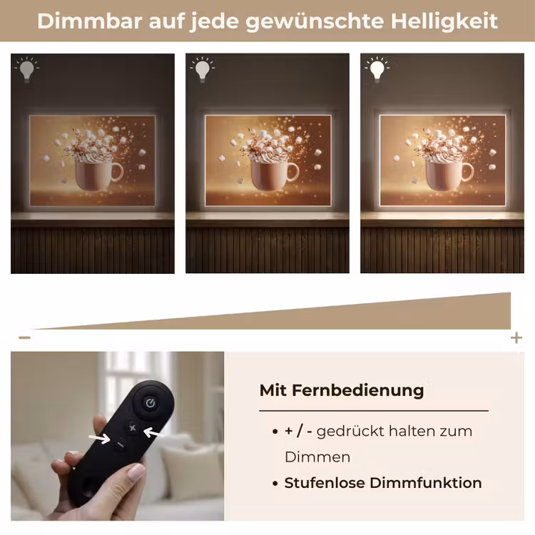 Chocomelk - Drinken - Warm - Bruin Light Box met batterij (Wandlamp) middel -USP_dimbaarDE