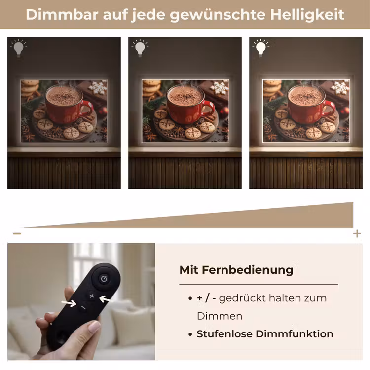 Chocolademelk - Mok - Winter - Kerst - Gezelligheid Light Box met batterij (Wandlamp) middel -USP_dimbaarDE