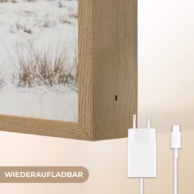 Schotse Hooglander - Landschap - Sneeuw - Bergen - Winter Light Box met batterij (Wandlamp) middel -USP_websiteoplaadbaarDE
