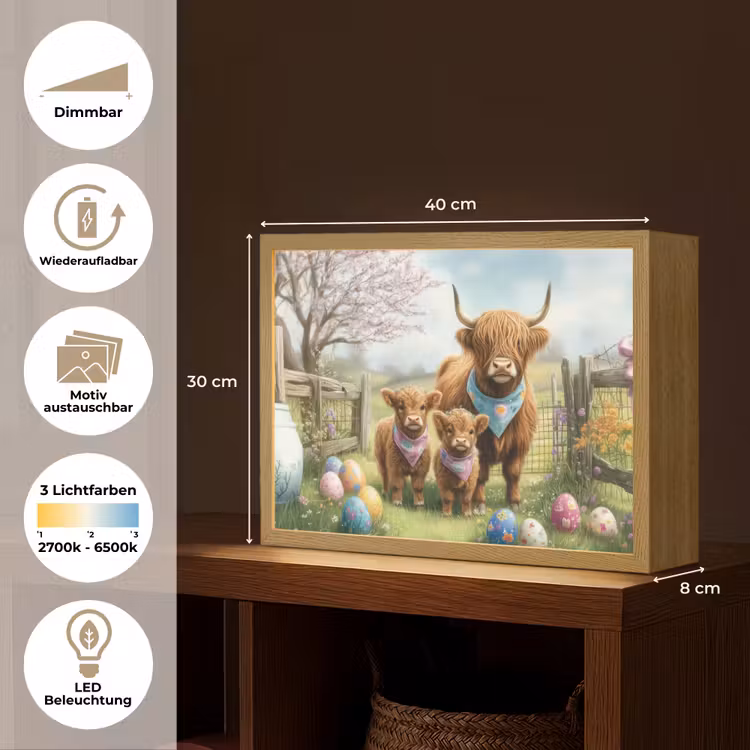Schotsehooglanders - Paaseieren - Lente Light Box met batterij (Wandlamp) middel -USP_websiteoverzichtDE