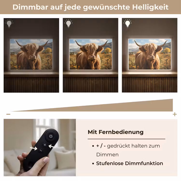 Schotse hooglander - Dieren portret - Natuur - Dier Light Box met batterij (Wandlamp) middel -USP_dimbaarDE