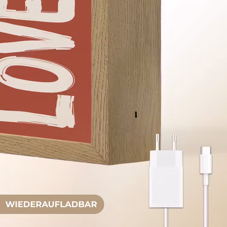 Schuin - Loveyou - Rood Light Box met batterij (Wandlamp) middel -USP_websiteoplaadbaarDE