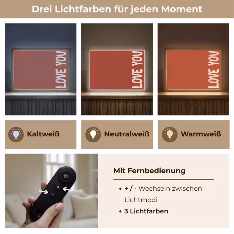 Schuin - Loveyou - Rood Light Box met batterij (Wandlamp) middel -USP_lichtkleurDE