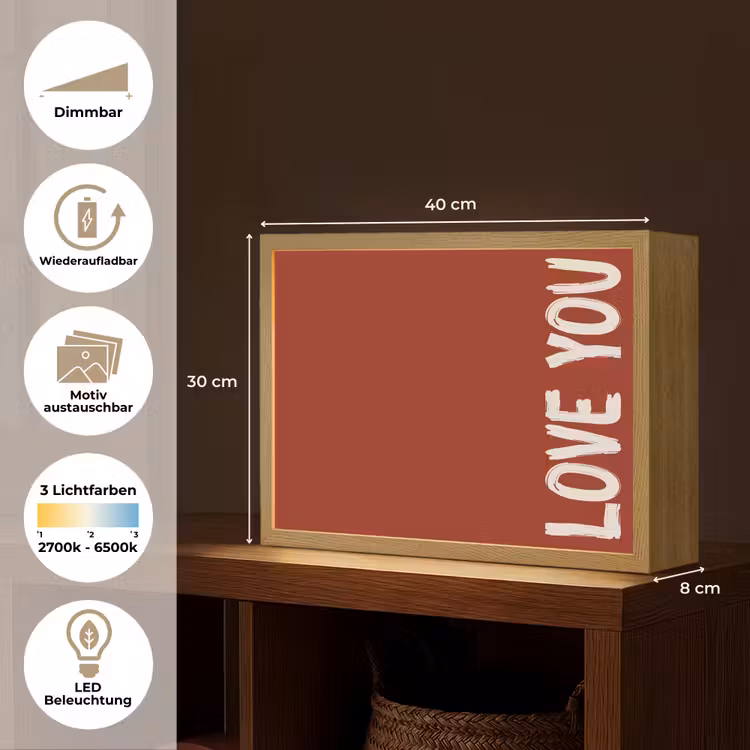 Schuin - Loveyou - Rood Light Box met batterij (Wandlamp) middel -USP_websiteoverzichtDE