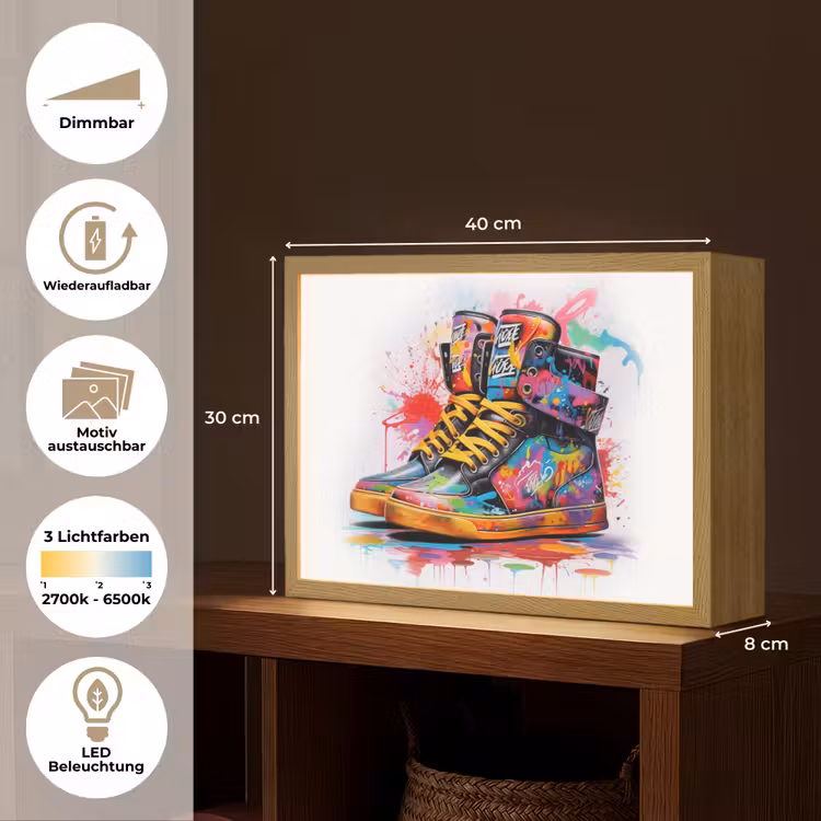 Schoenen - Graffiti - Wit - Kleuren Light Box met batterij (Wandlamp) middel -USP_websiteoverzichtDE