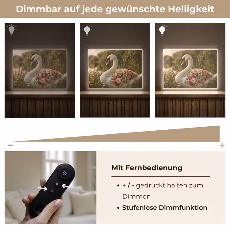 Zwaan - Bloemen - Natuur Light Box met batterij (Wandlamp) middel -USP_dimbaarDE