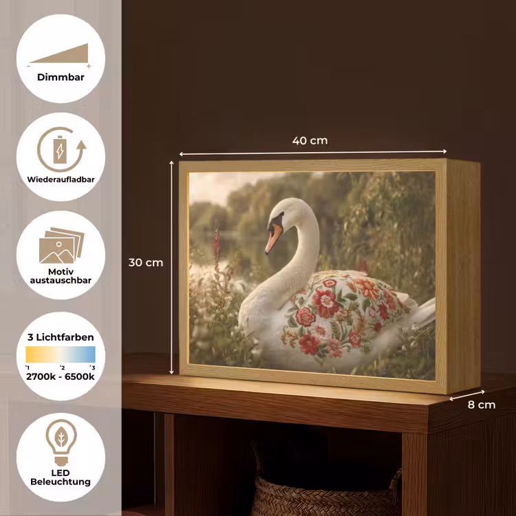 Zwaan - Bloemen - Natuur Light Box met batterij (Wandlamp) middel -USP_websiteoverzichtDE