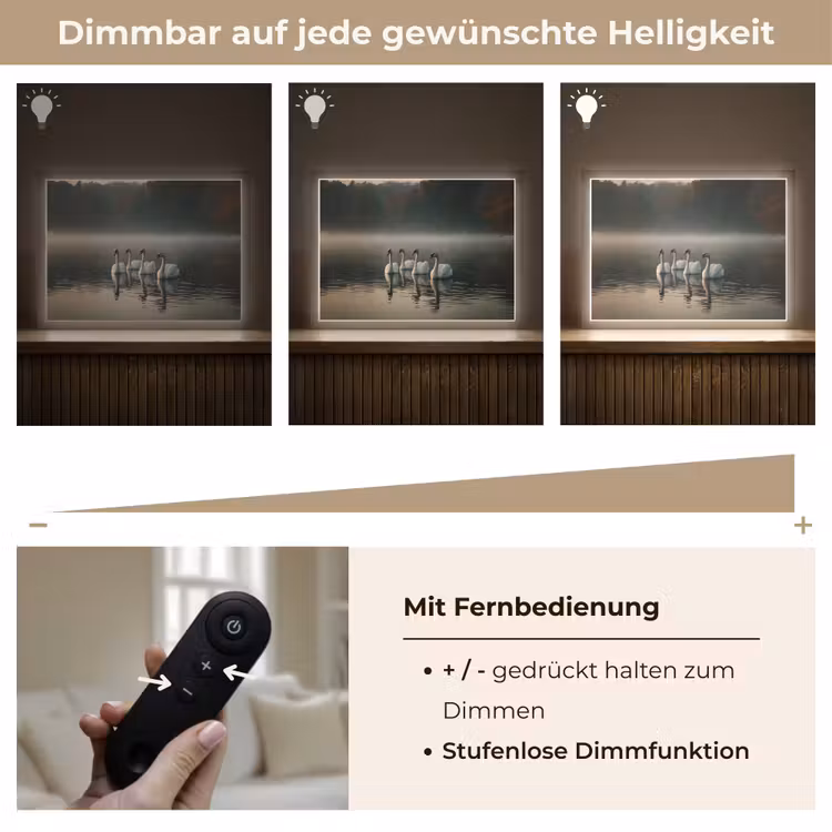 Zwanen - Wit - Water - Mist Light Box met batterij (Wandlamp) middel -USP_dimbaarDE