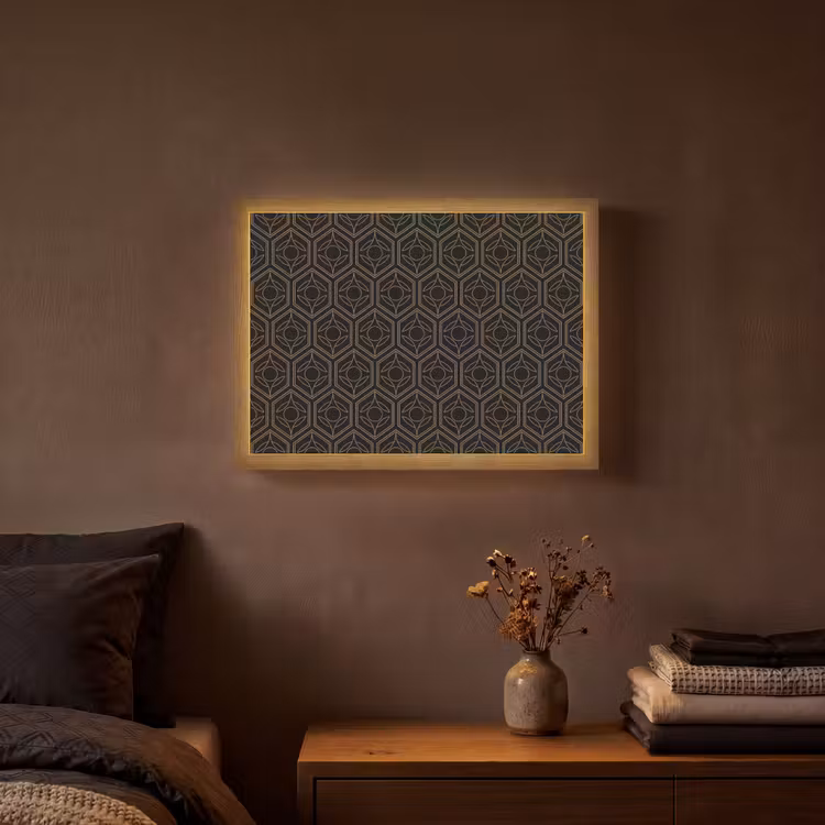 Zwart - Goud - Bloemenkern Light Box met batterij (Wandlamp) middel 907 -sfeer4