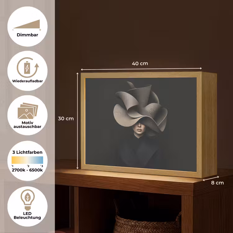 Zwarte - Hoed - Vrouw Light Box met batterij (Wandlamp) middel -USP_websiteoverzichtDE