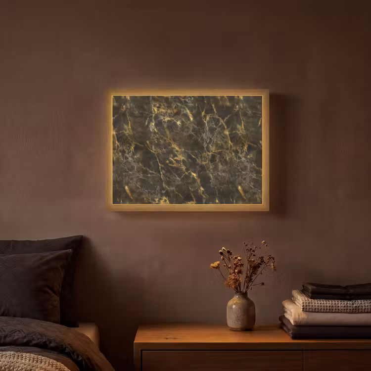 Zwart - Marmer - Goud Light Box met batterij (Wandlamp) middel 907 -sfeer4