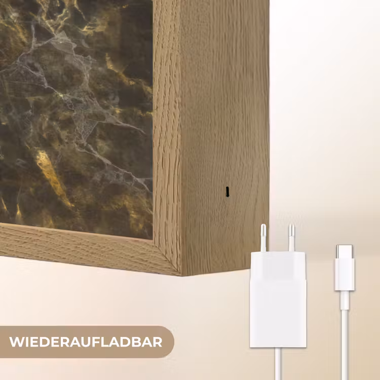 Zwart - Marmer - Goud Light Box met batterij (Wandlamp) middel 907 -USP_websiteoplaadbaarDE