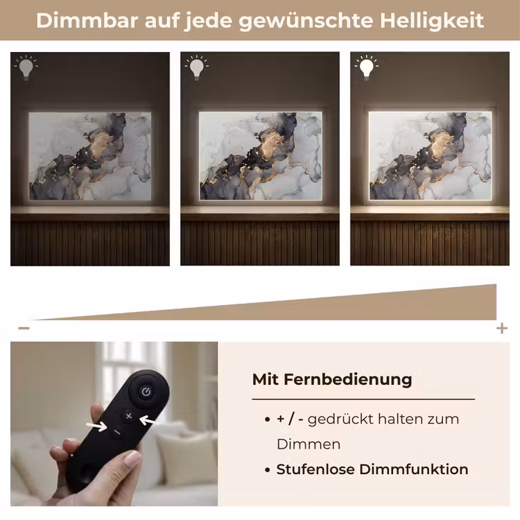 Zwart - Marmer - Luxe - Goud Light Box met batterij (Wandlamp) middel -USP_dimbaarDE