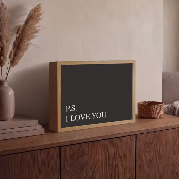 Zwart - Minimalistisch - Valentijn Light Box met batterij (Wandlamp) middel -sfeer2