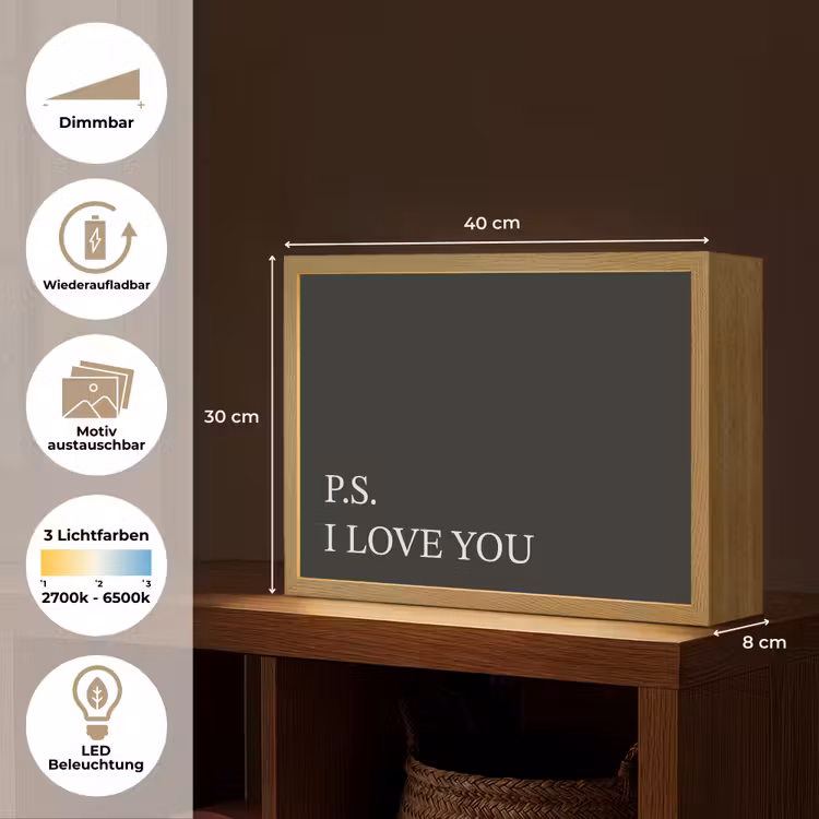 Zwart - Minimalistisch - Valentijn Light Box met batterij (Wandlamp) middel -USP_websiteoverzichtDE