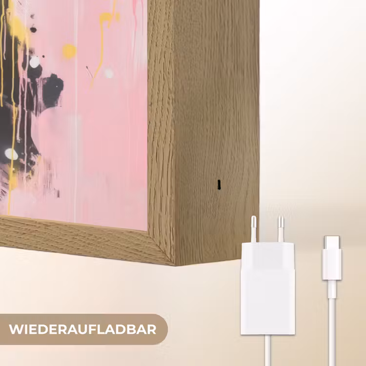 Zwart - Panter - Roze - Abstract Light Box met batterij (Wandlamp) middel -USP_websiteoplaadbaarDE