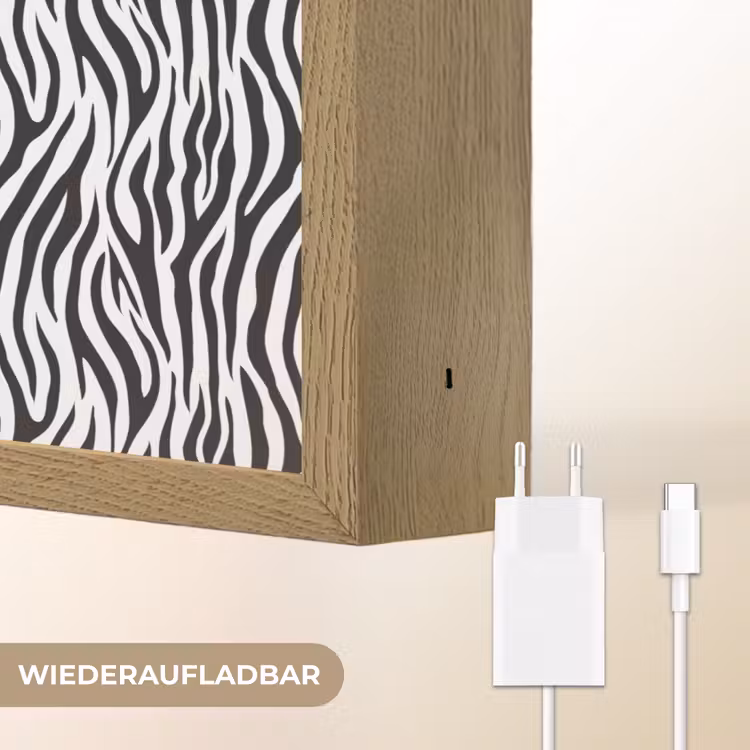 Zwart - Wit - Zebra - Patroon Light Box met batterij (Wandlamp) middel 907 -USP_websiteoplaadbaarDE