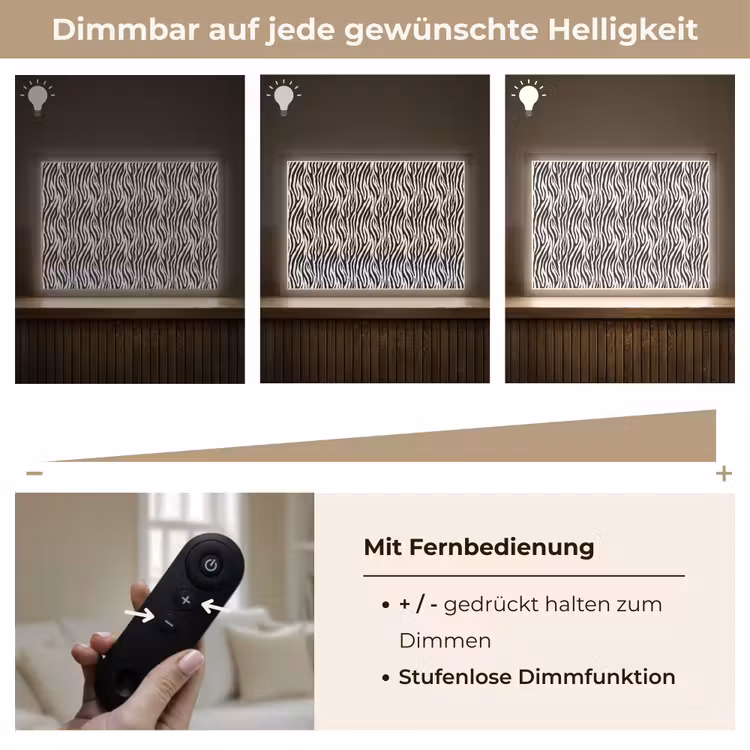 Zwart - Wit - Zebra - Patroon Light Box met batterij (Wandlamp) middel 907 -USP_dimbaarDE