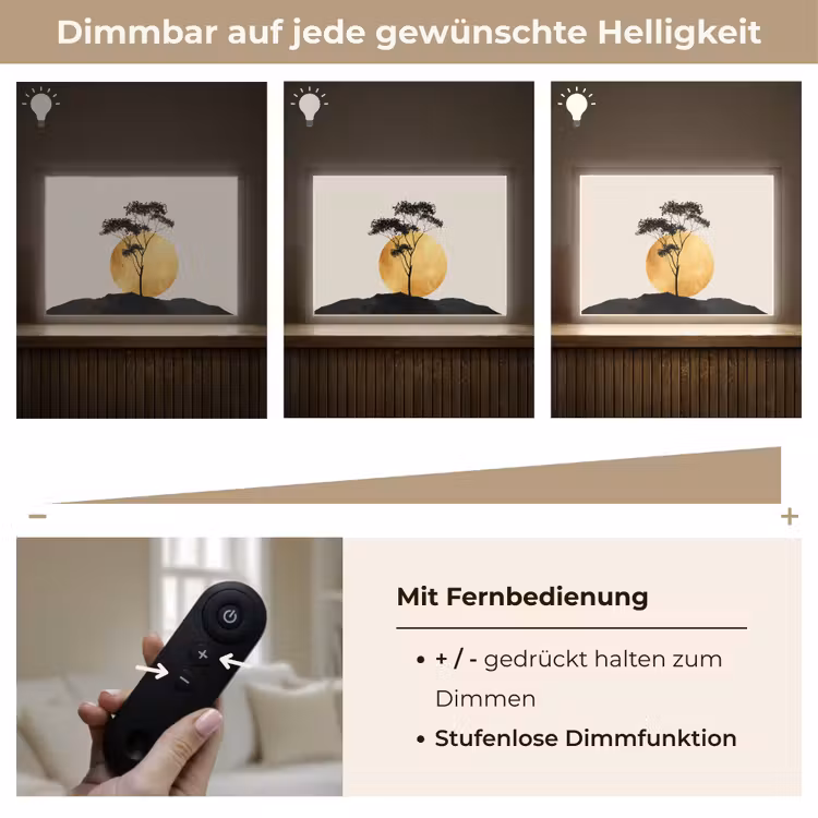 Zwarte boom - Gouden cirkel - Heuvel Light Box met batterij (Wandlamp) middel -USP_dimbaarDE