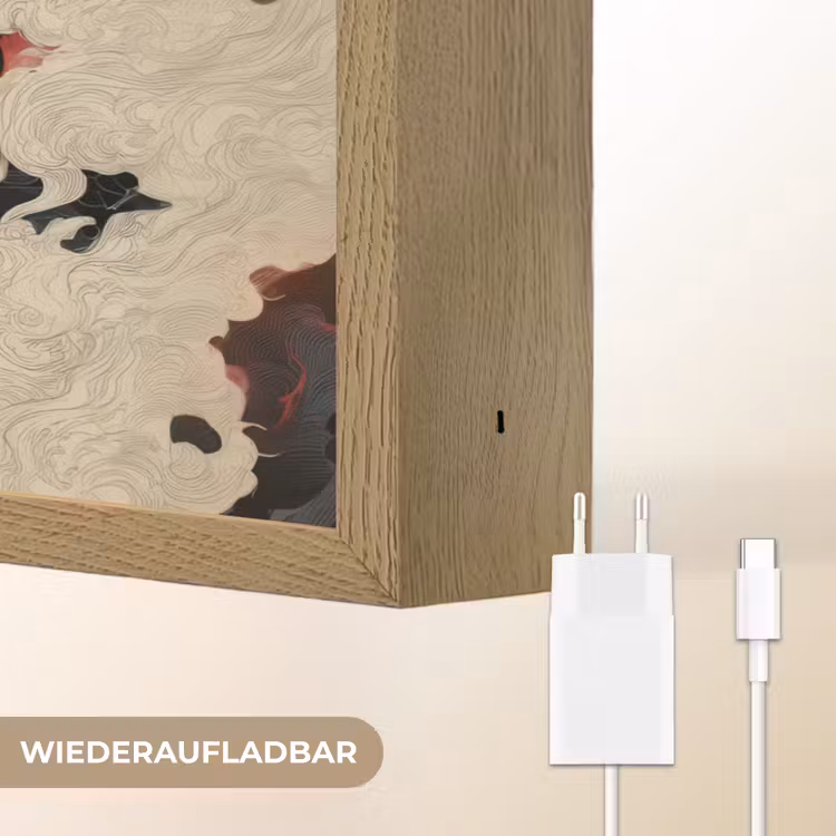 Zwarte draak - Rookwolken - Rood Light Box met batterij (Wandlamp) middel -USP_websiteoplaadbaarDE
