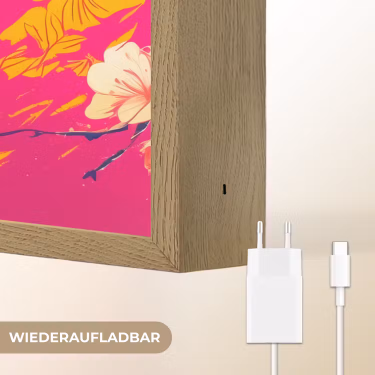 Varken - Bloemkroon - Kimono - Abstract Light Box met batterij (Wandlamp) middel -USP_websiteoplaadbaarDE
