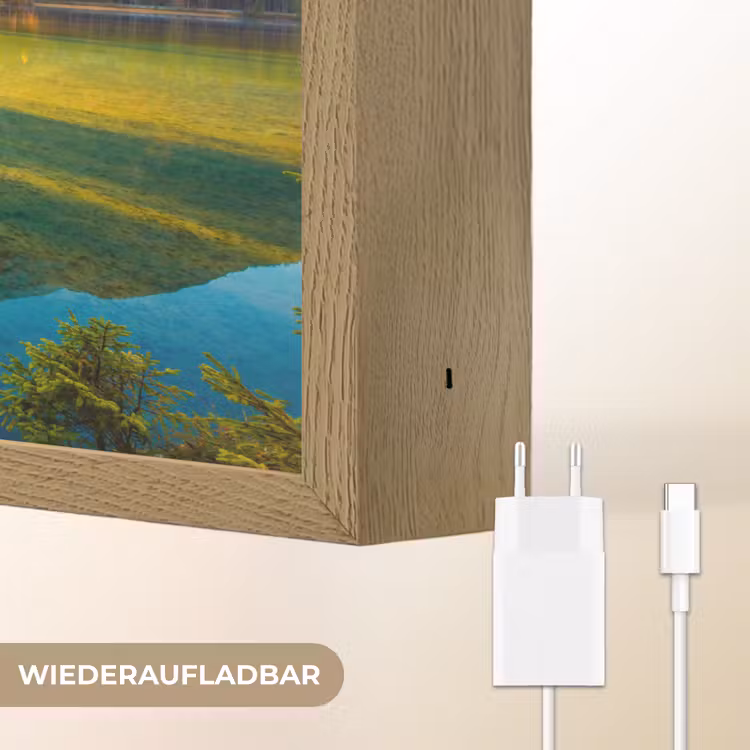 Meer - Bos - Bergen - Natuur - Zon - Landschap Light Box met batterij (Wandlamp) middel -USP_websiteoplaadbaarDE