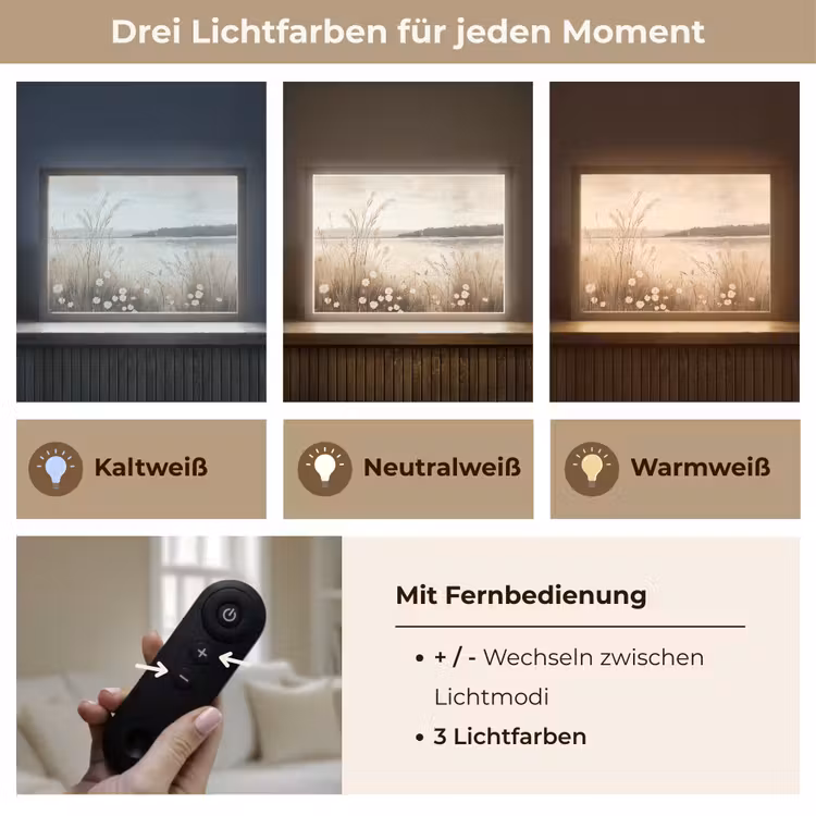 Meer - Water - Natuur - Beige Light Box met batterij (Wandlamp) middel -USP_lichtkleurDE