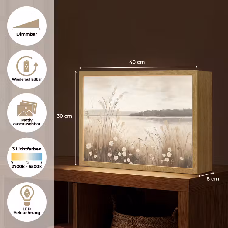 Meer - Water - Natuur - Beige Light Box met batterij (Wandlamp) middel -USP_websiteoverzichtDE