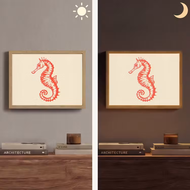 Zeepaardje - Rood - Fijne details Light Box met batterij (Wandlamp) middel -sfeer3