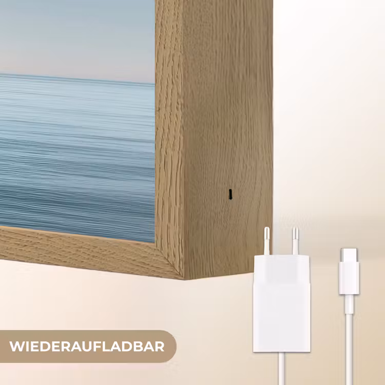 Zeilbootje - Kalme zee - Helderblauwe hemel Light Box met batterij (Wandlamp) middel -USP_websiteoplaadbaarDE