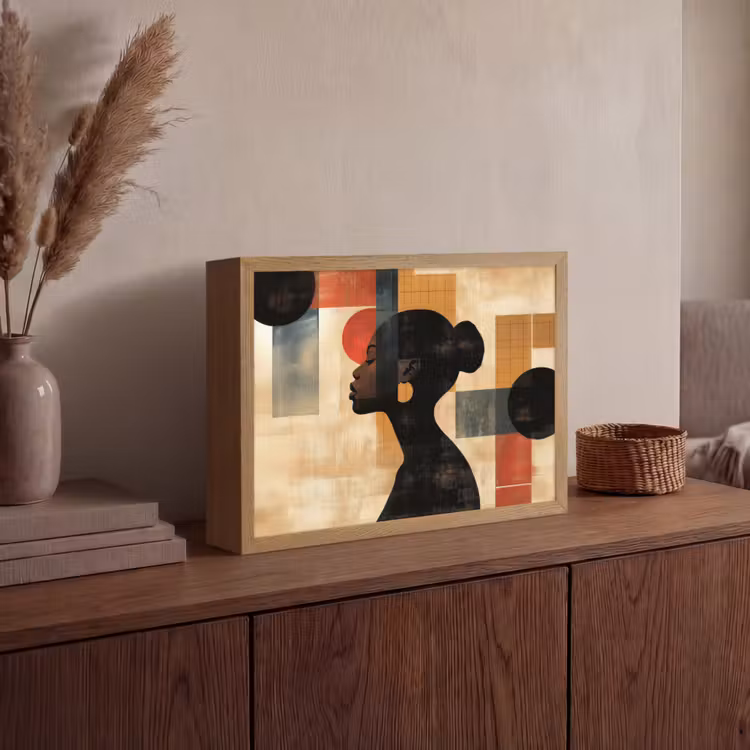 Zijaanzicht - Vrouw - Vormen Light Box met batterij (Wandlamp) middel -sfeer2