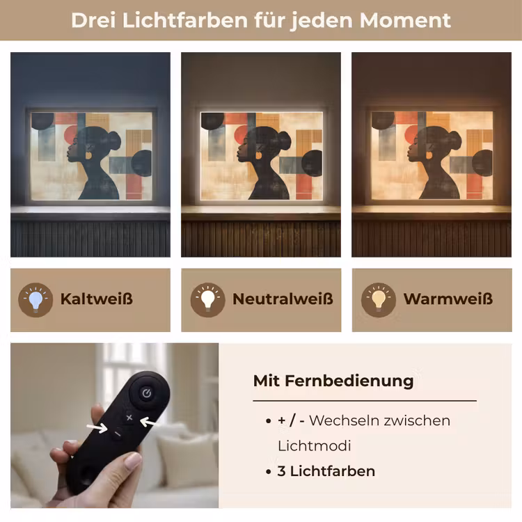 Zijaanzicht - Vrouw - Vormen Light Box met batterij (Wandlamp) middel -USP_lichtkleurDE