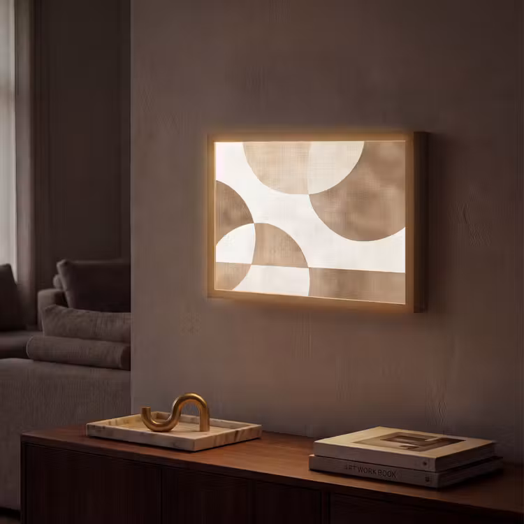 Snijdende cirkels - Overlappende vlakken Light Box met batterij (Wandlamp) middel -sfeer1