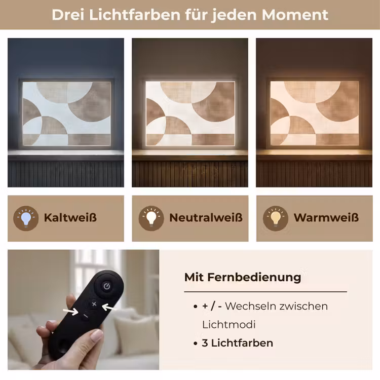 Snijdende cirkels - Overlappende vlakken Light Box met batterij (Wandlamp) middel -USP_lichtkleurDE